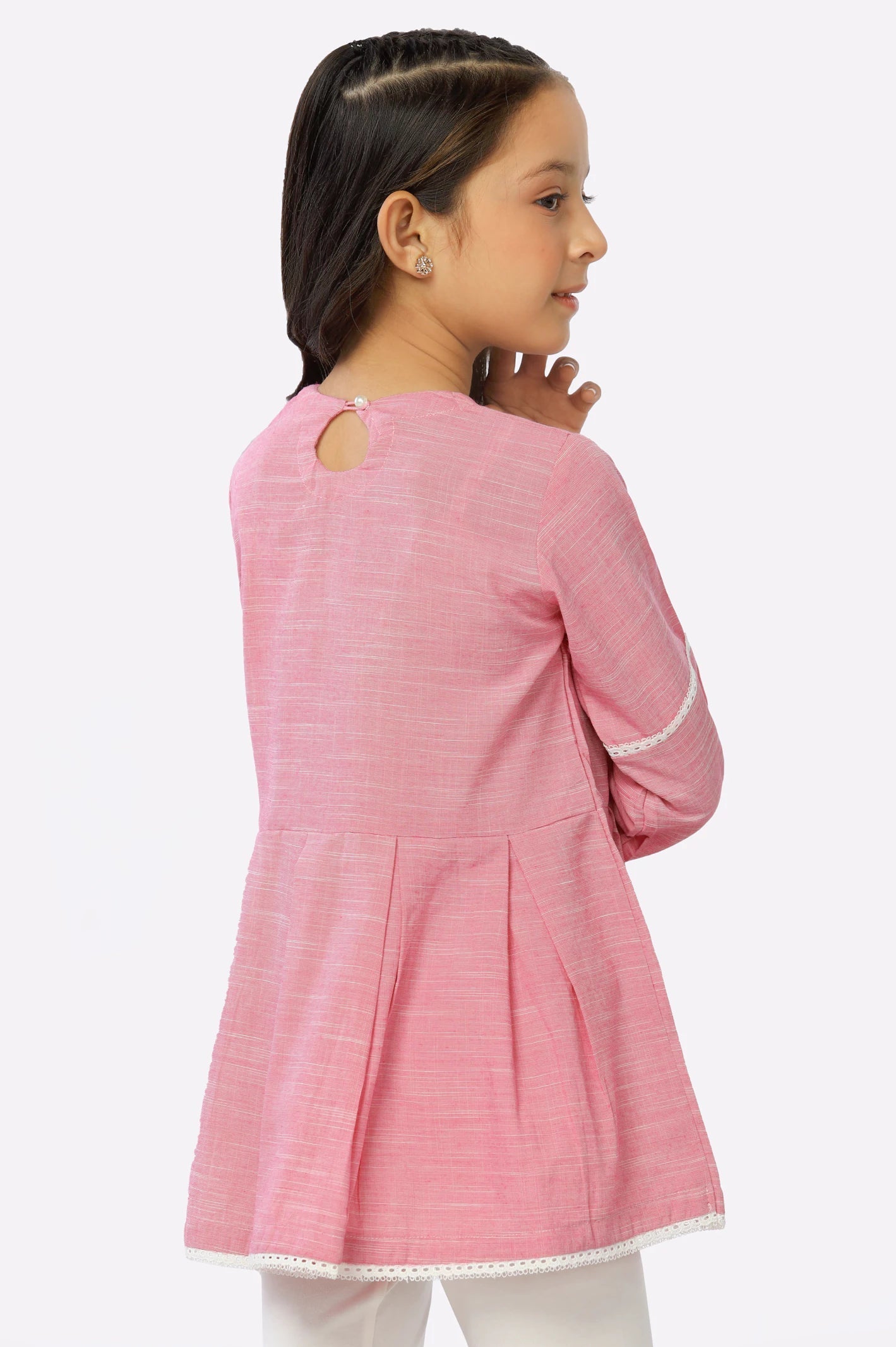 Pink Chambray Girls Kurti From Sohaye By Diners