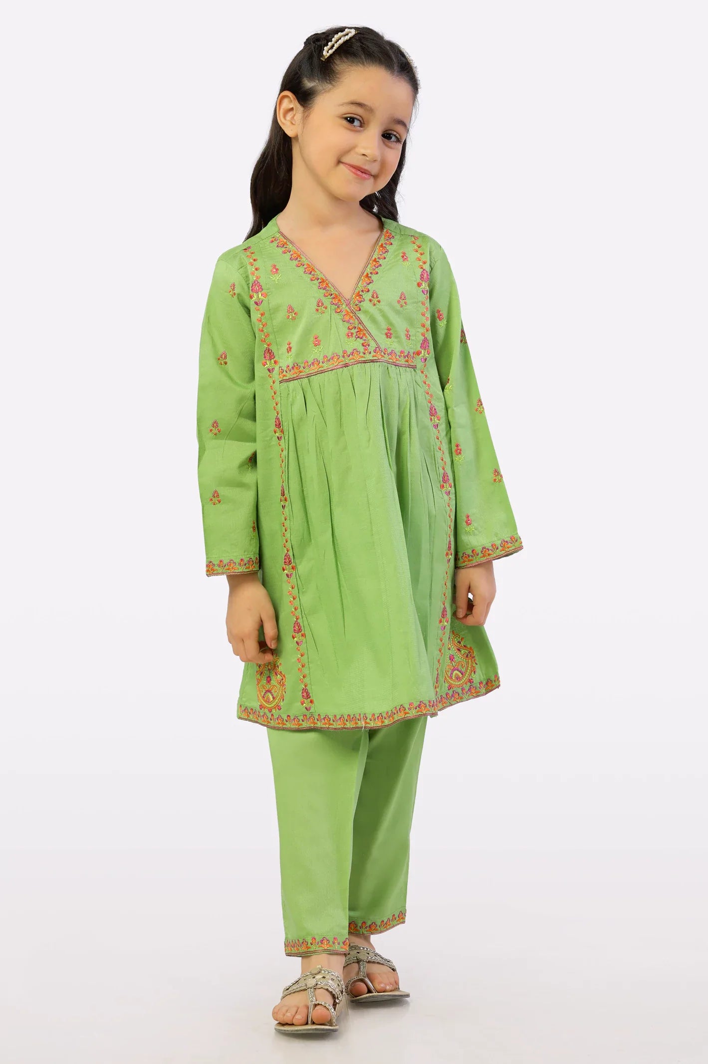 Green Embroidered Girls 2PC From Sohaye By Diners