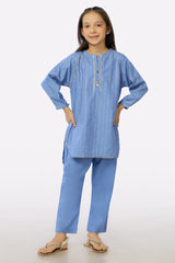 Blue Dobby Girls 2PC Suit From Sohaye By Diners