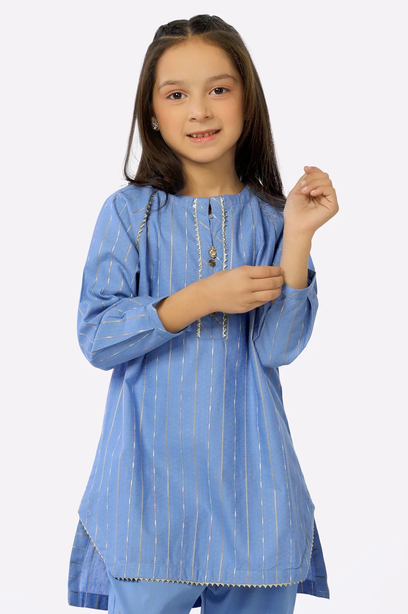 Blue Dobby Girls 2PC Suit From Sohaye By Diners