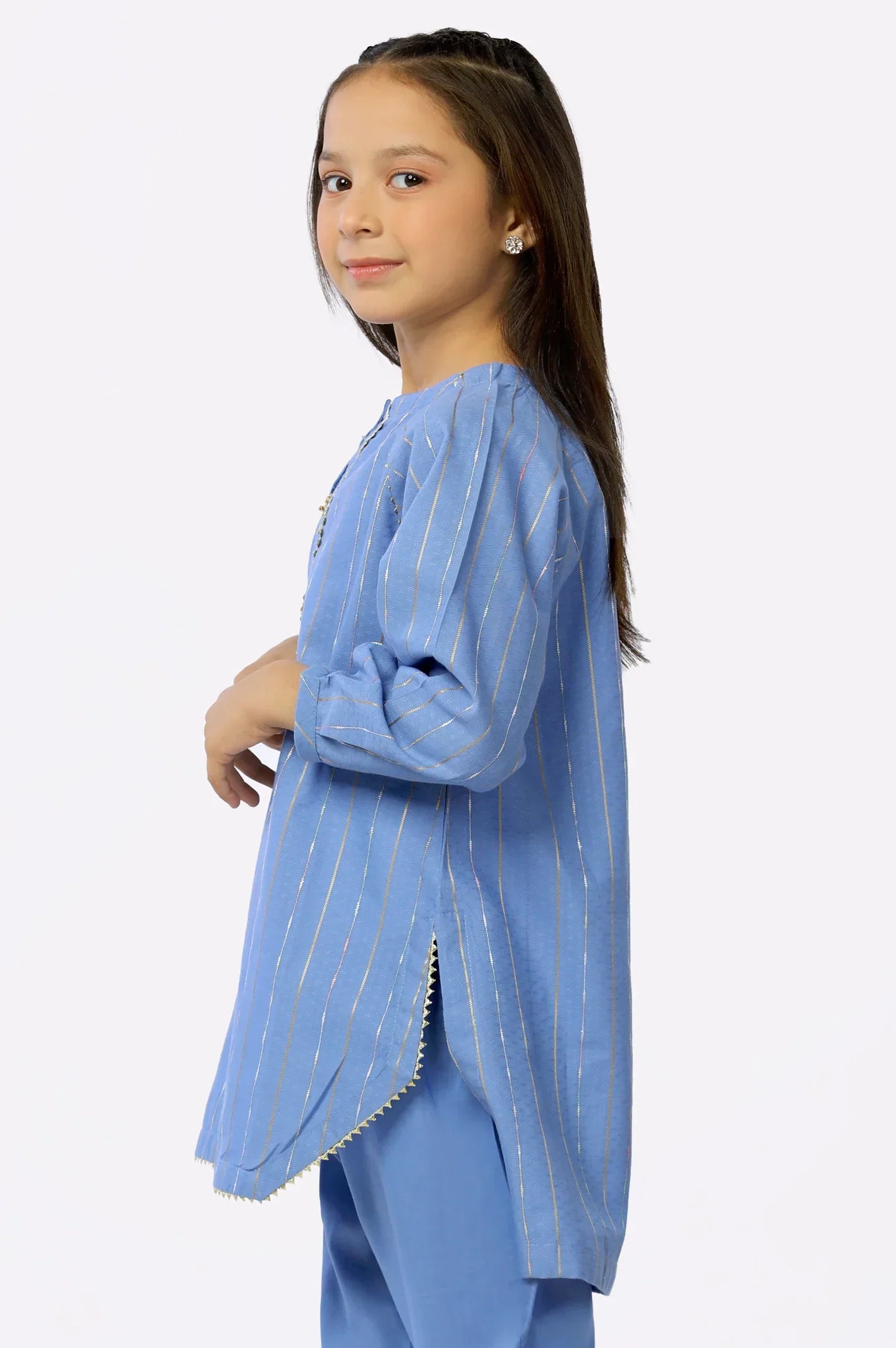 Blue Dobby Girls 2PC Suit From Sohaye By Diners