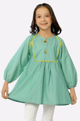 Green Dobby Embroidered Girls Kurti From Sohaye By Diners