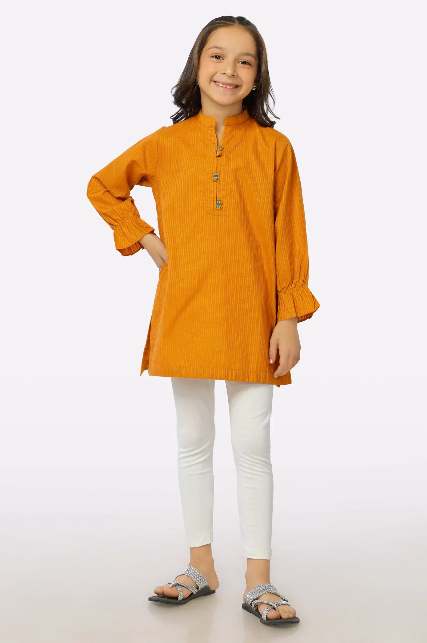 Mustard Dobby Girls Kurti From Sohaye By Diners