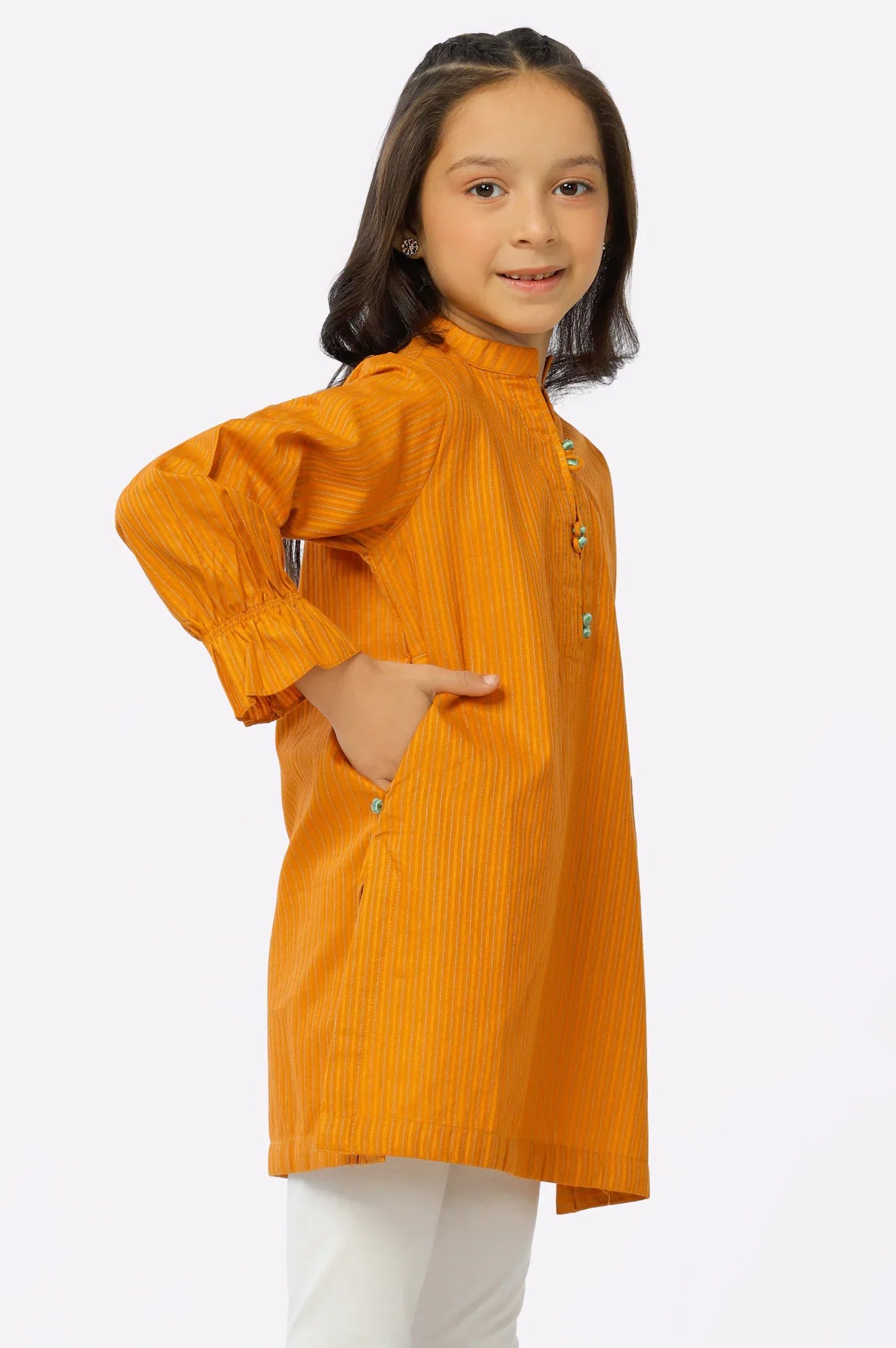 Mustard Dobby Girls Kurti From Sohaye By Diners