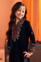 Teal Embroidered Girls Kurti