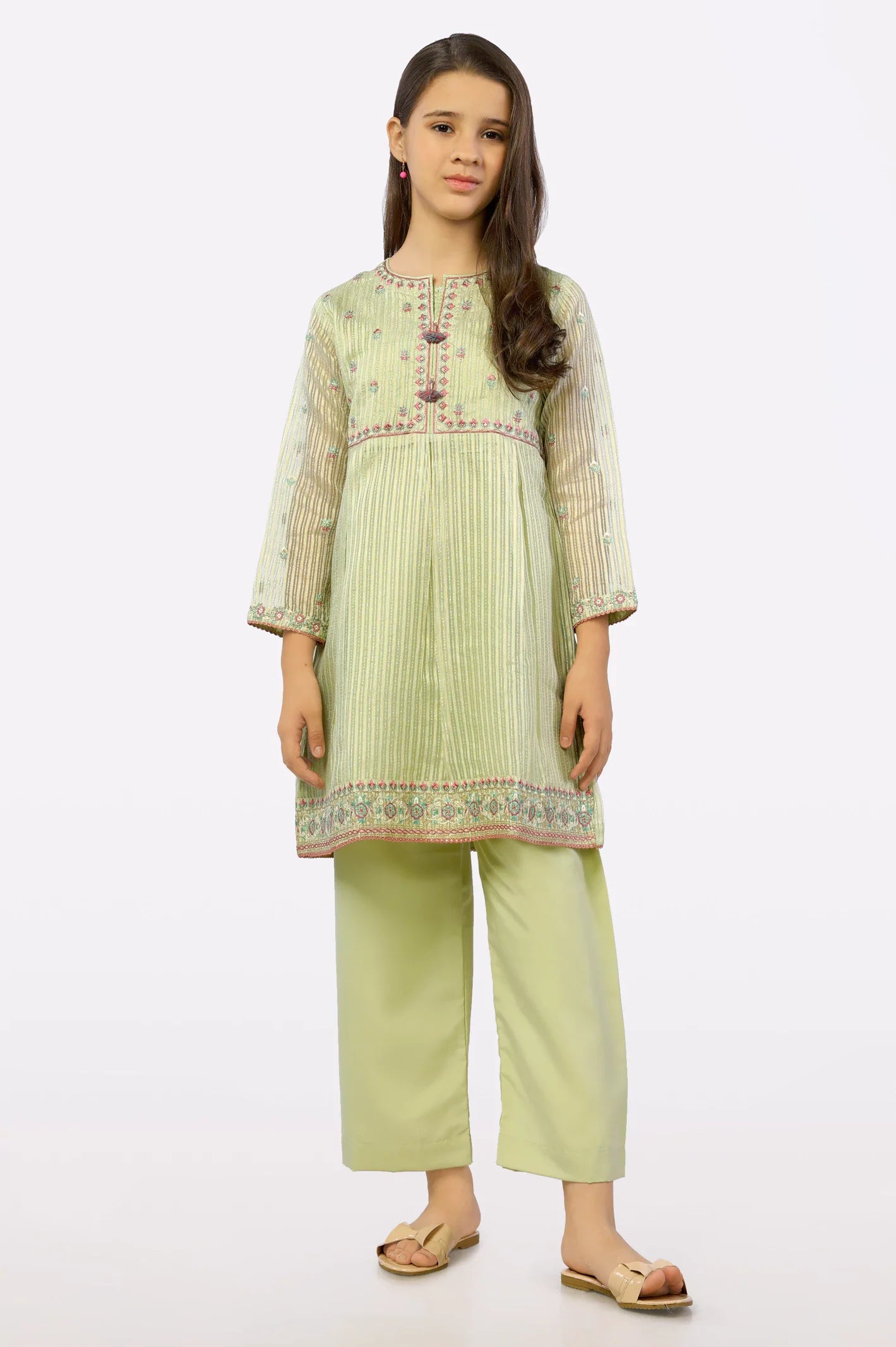 Light Green Embroidered Girls 2PC Suit From Sohaye By Diners