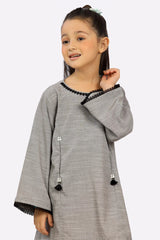 Grey Chambray Girls Kurti