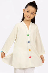 Off White Yarn Dyed Girls Kurti