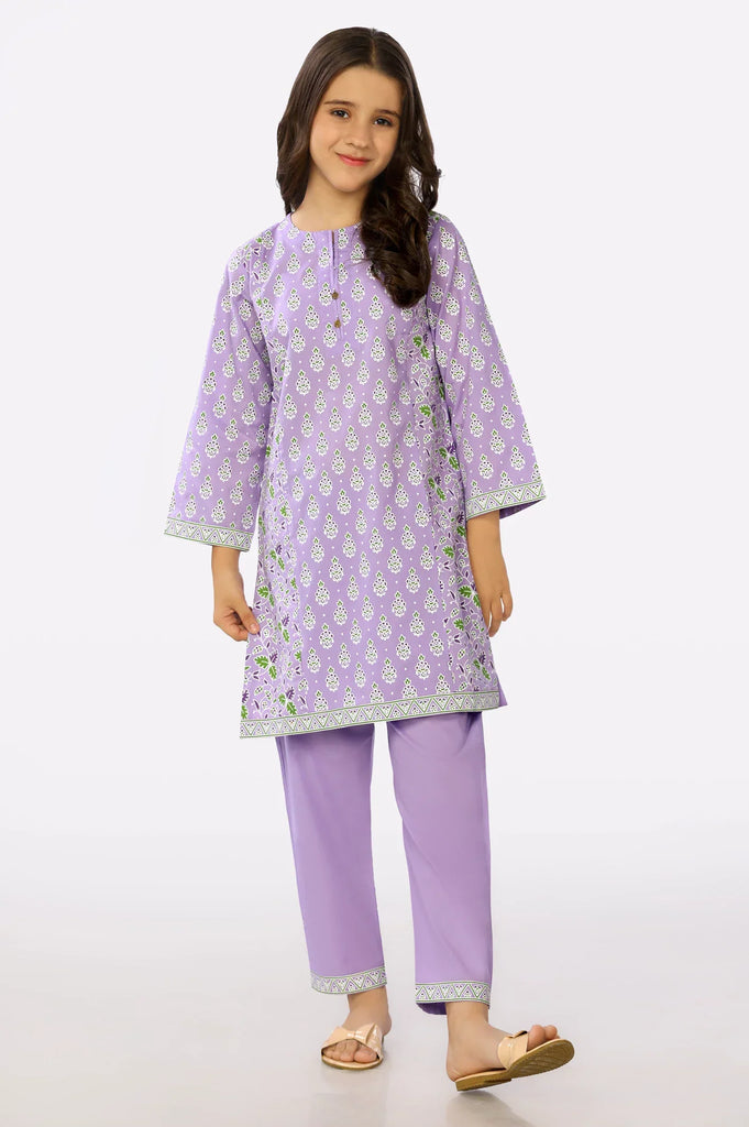 Cambric Block Printed Girls 2PC Suit