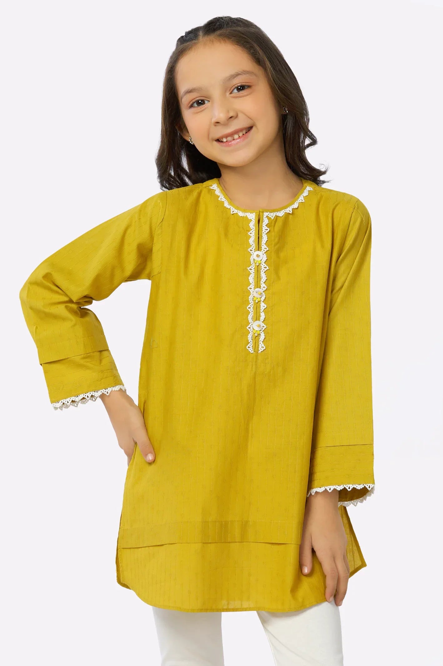 Mustard Dobby Girls Kurti From Sohaye By Diners