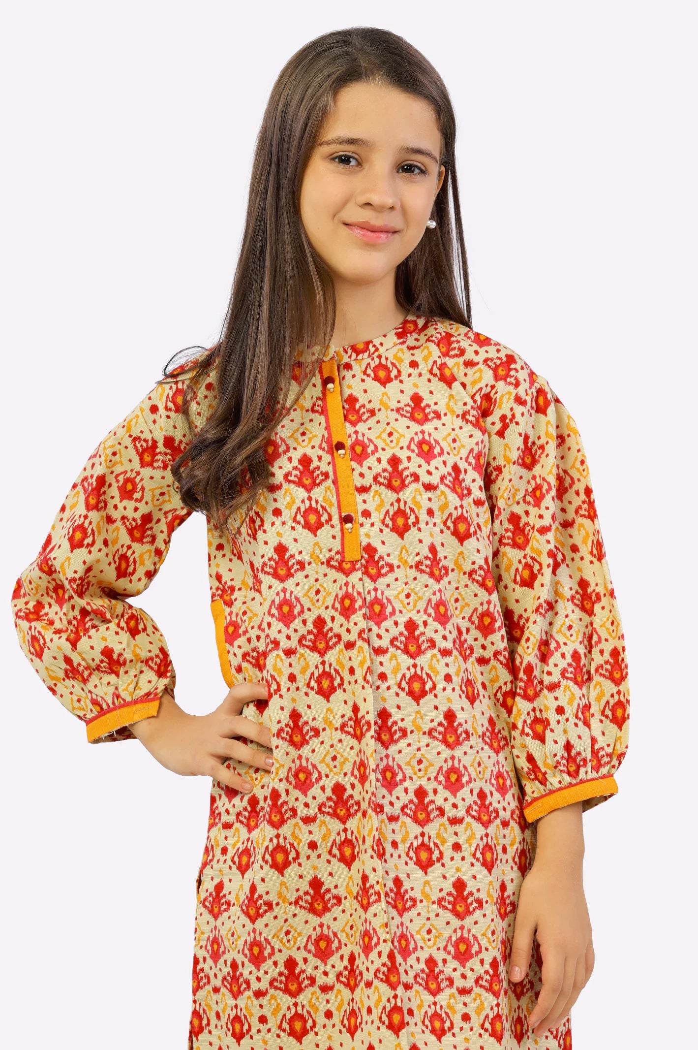 Beige Khaddar Printed Girls 2PC Suit From Sohaye By Diners