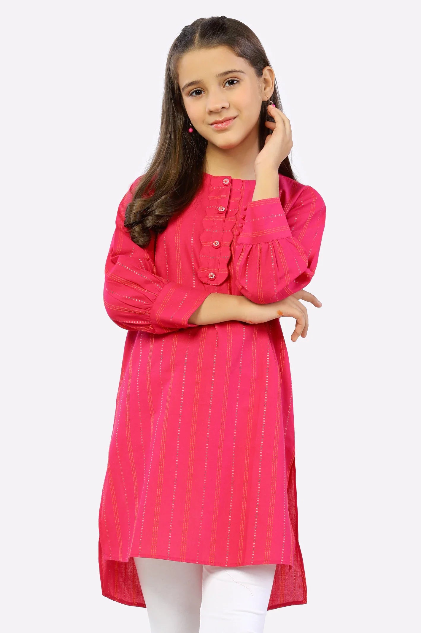 Pink Dobby Stylised Girls 2PC Suit From Sohaye By Diners