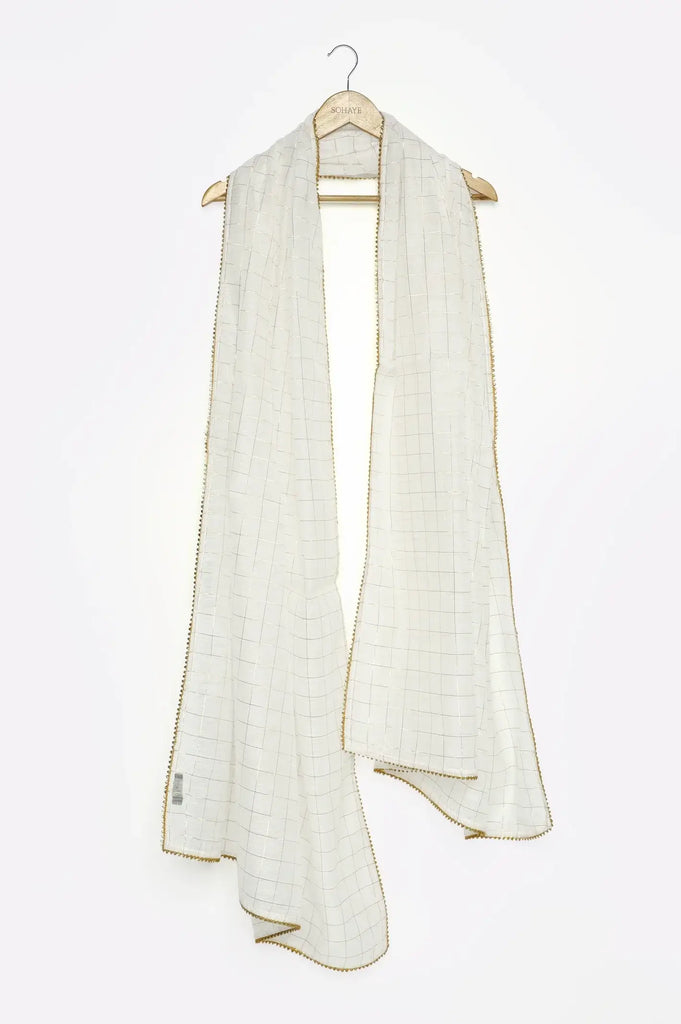 White Zari Organza Dupatta