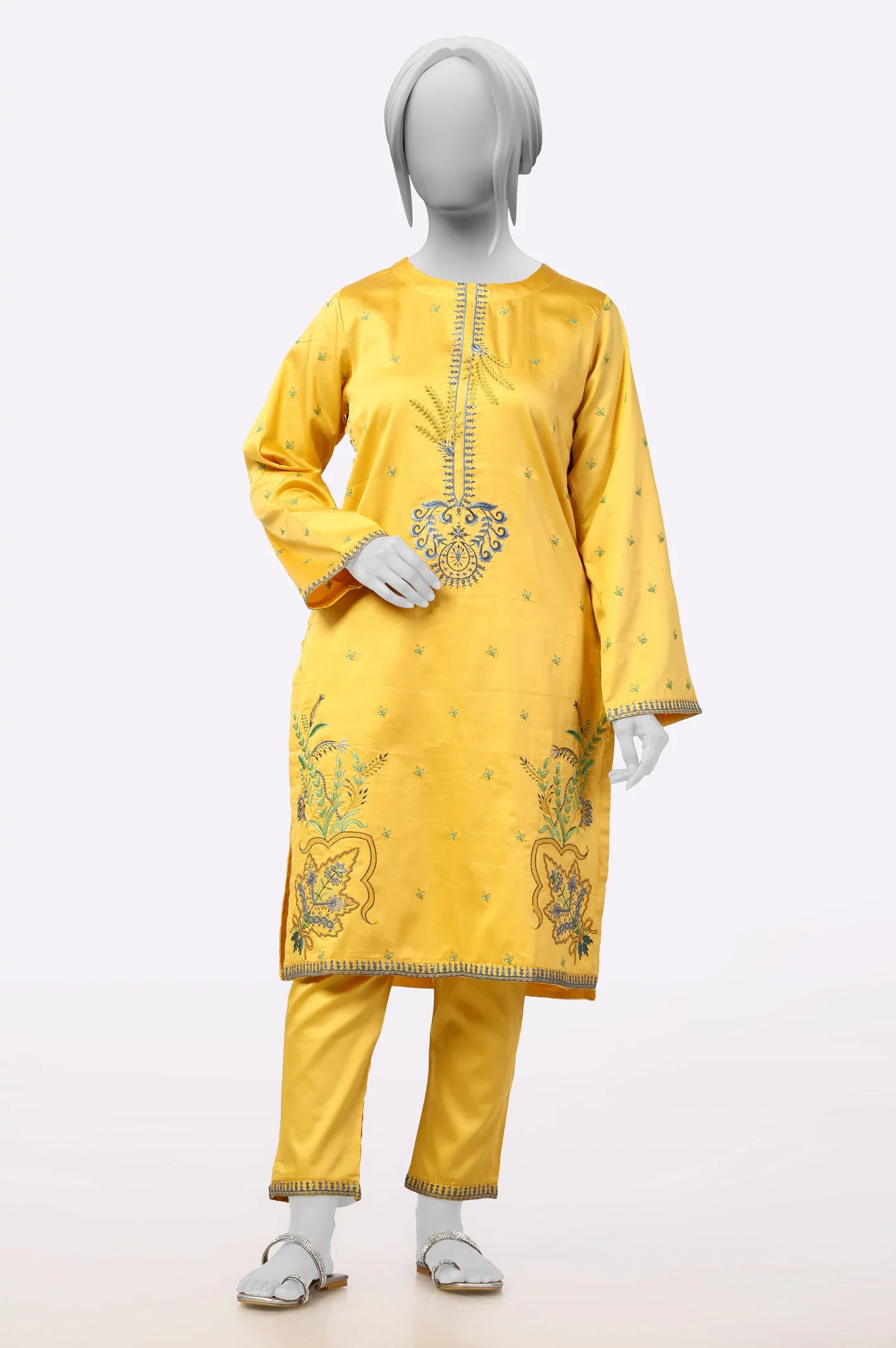2PC Yellow Ready To Wear Embroidered Suit