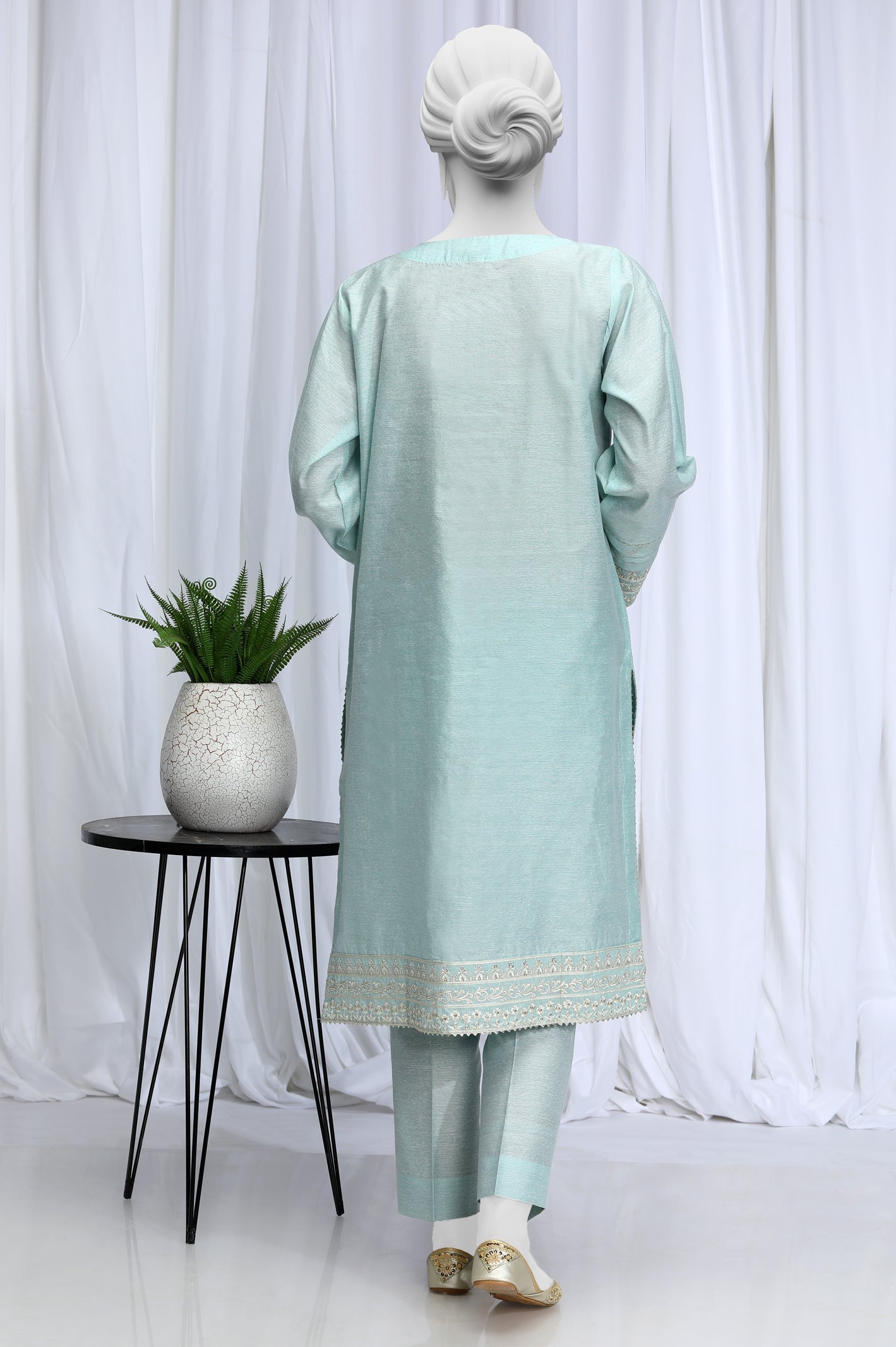 2PC Embroidered Sky Blue Suit - Diners