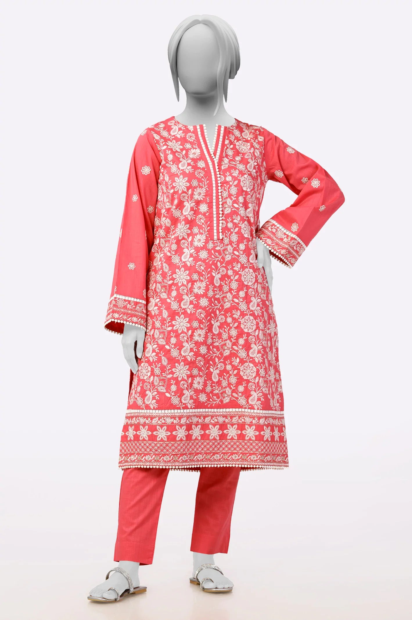 2PC Pink Ready To Wear Embroidered Suit