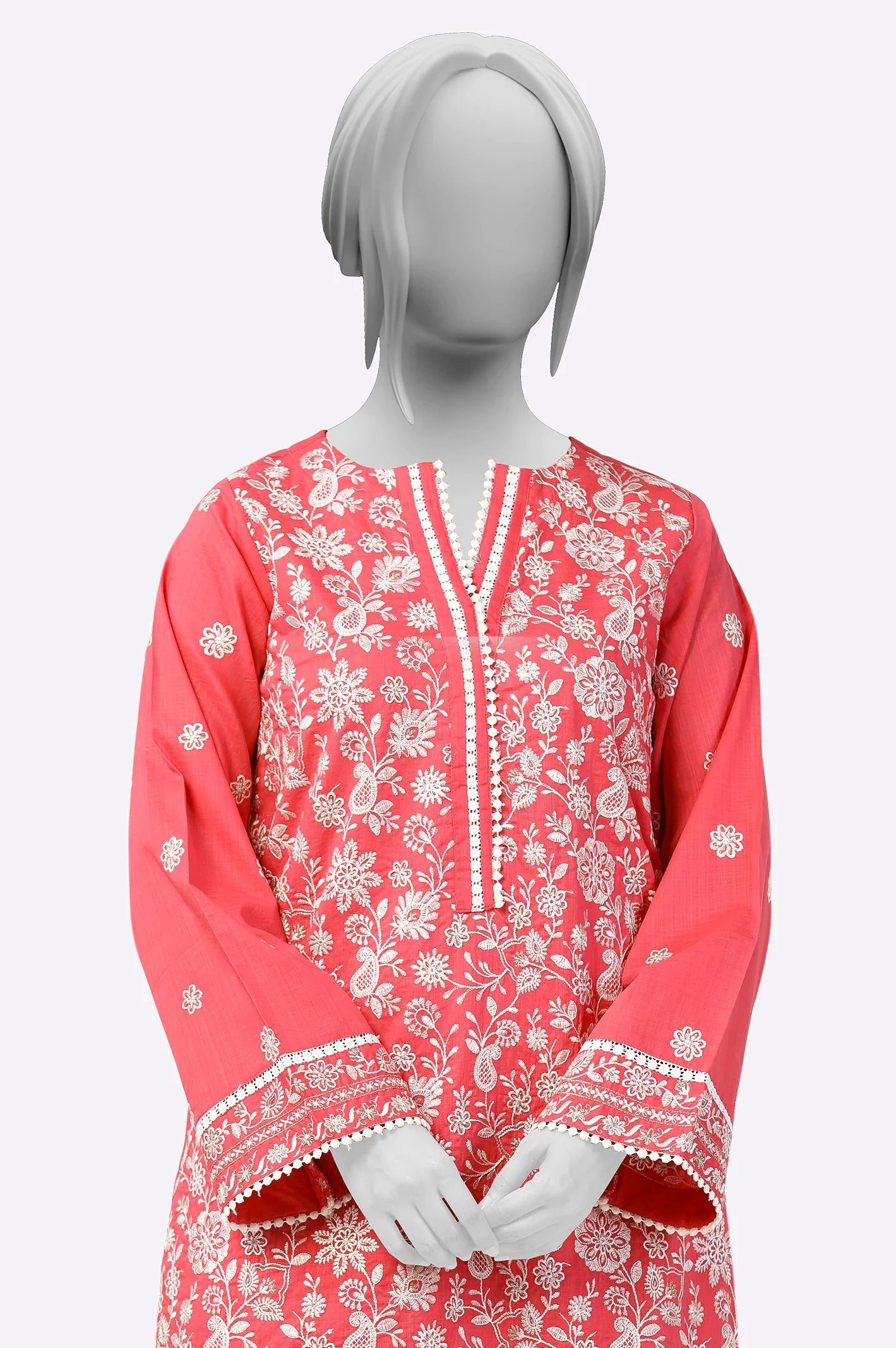 2PC Ready To Wear Pink Embroidered Suit