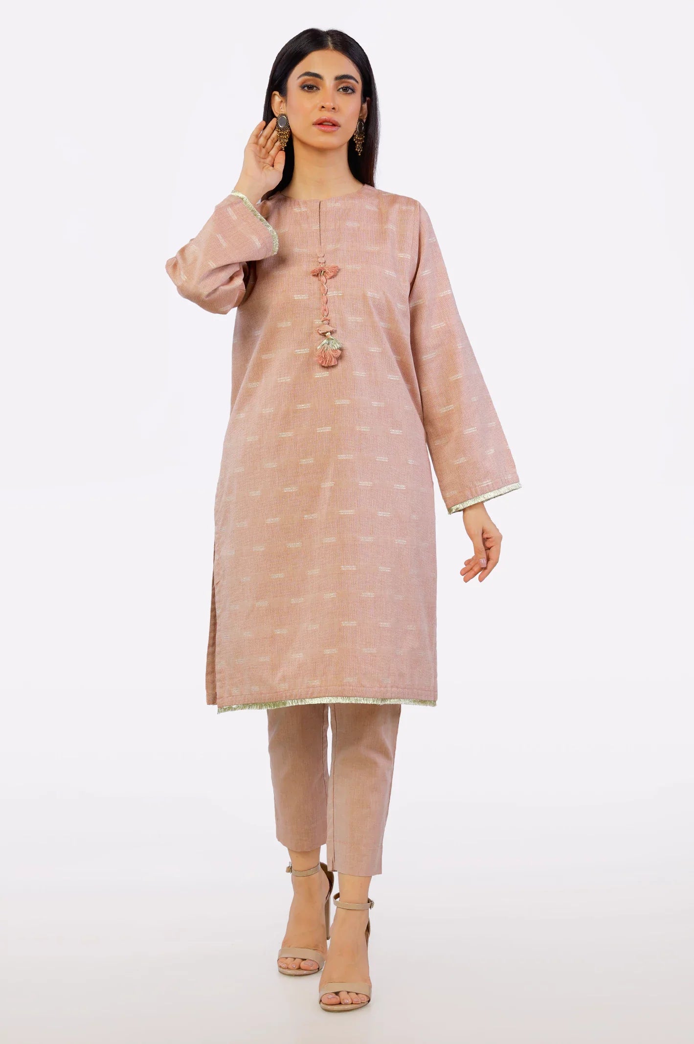 Rust Jacquard Stylised 2PC Suit From Sohaye By Diners