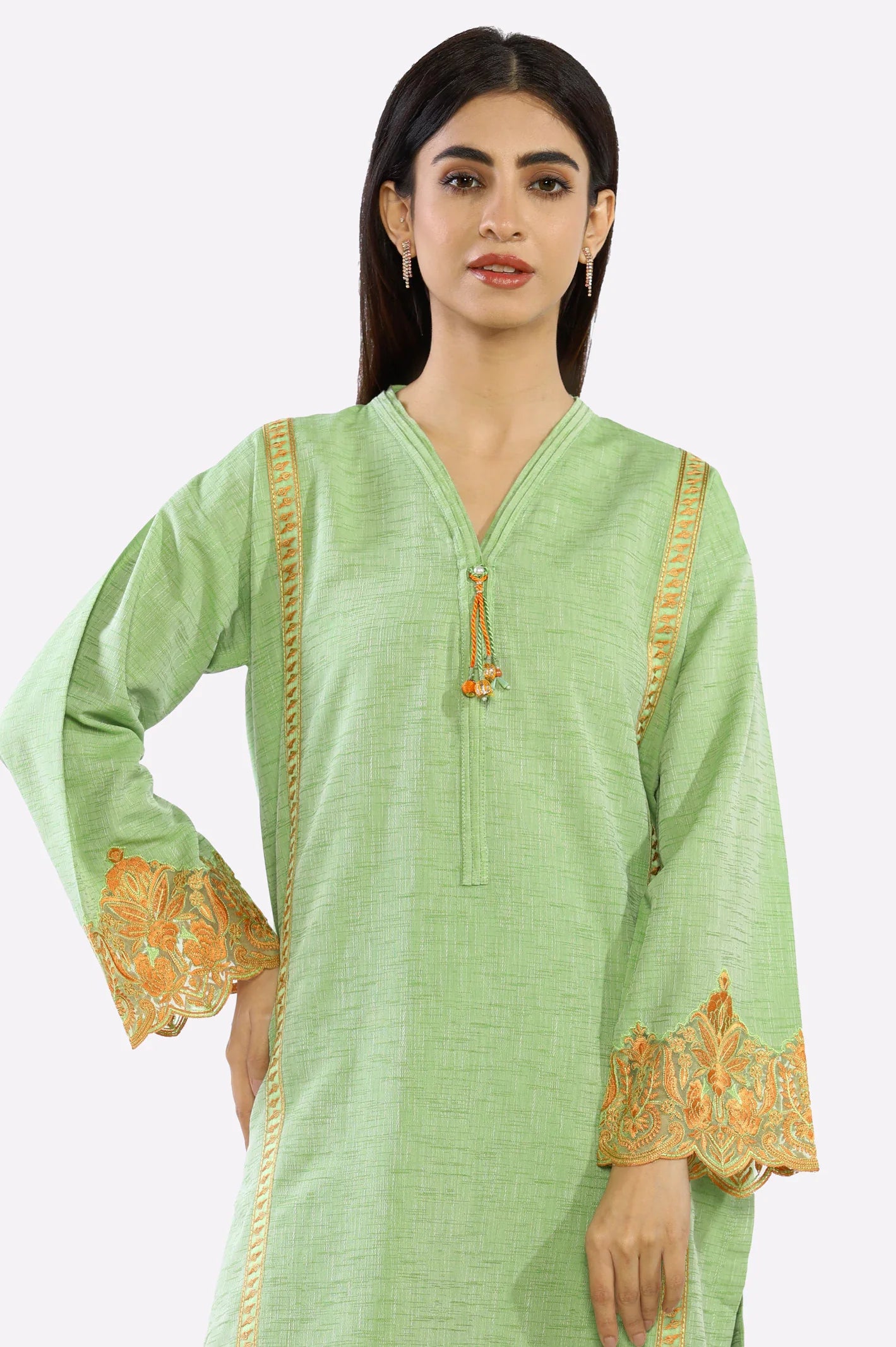 Ready To Wear 2PC Green Embroidered Suit
