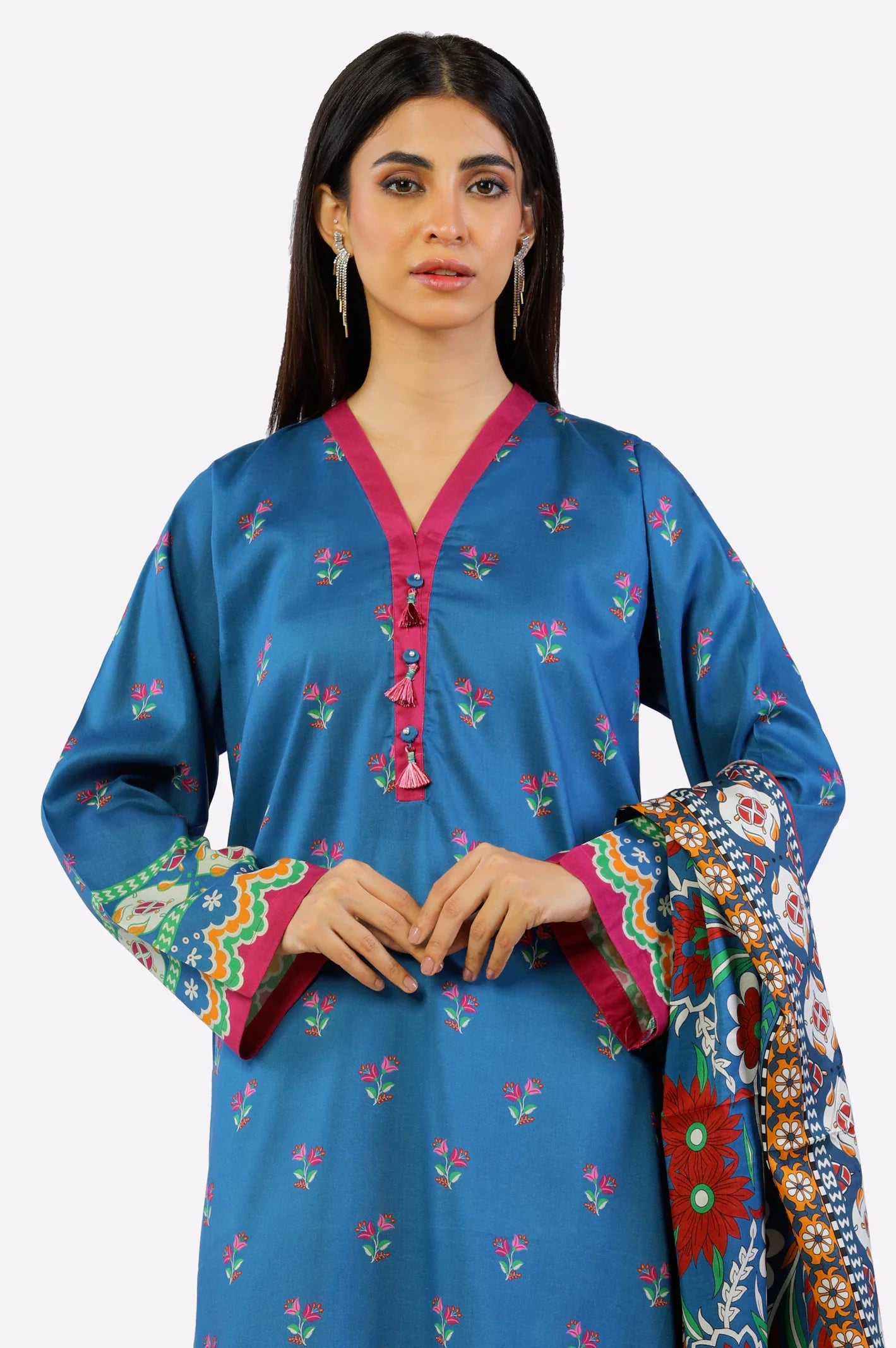 Blue Viscose Printed Kurti With Dupatta From Sohaye By Diners