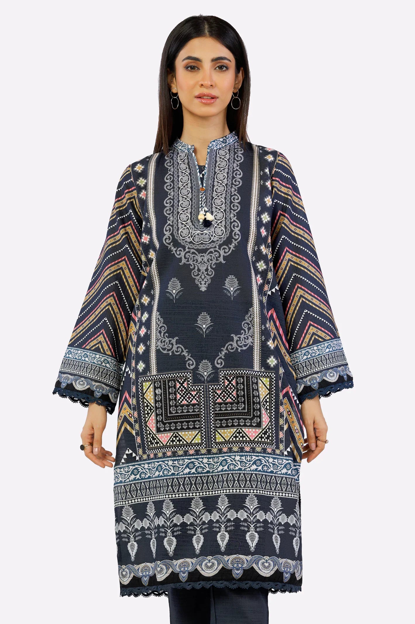 Navy Blue Viscose Printed 2PC Suit From Sohaye By Diners