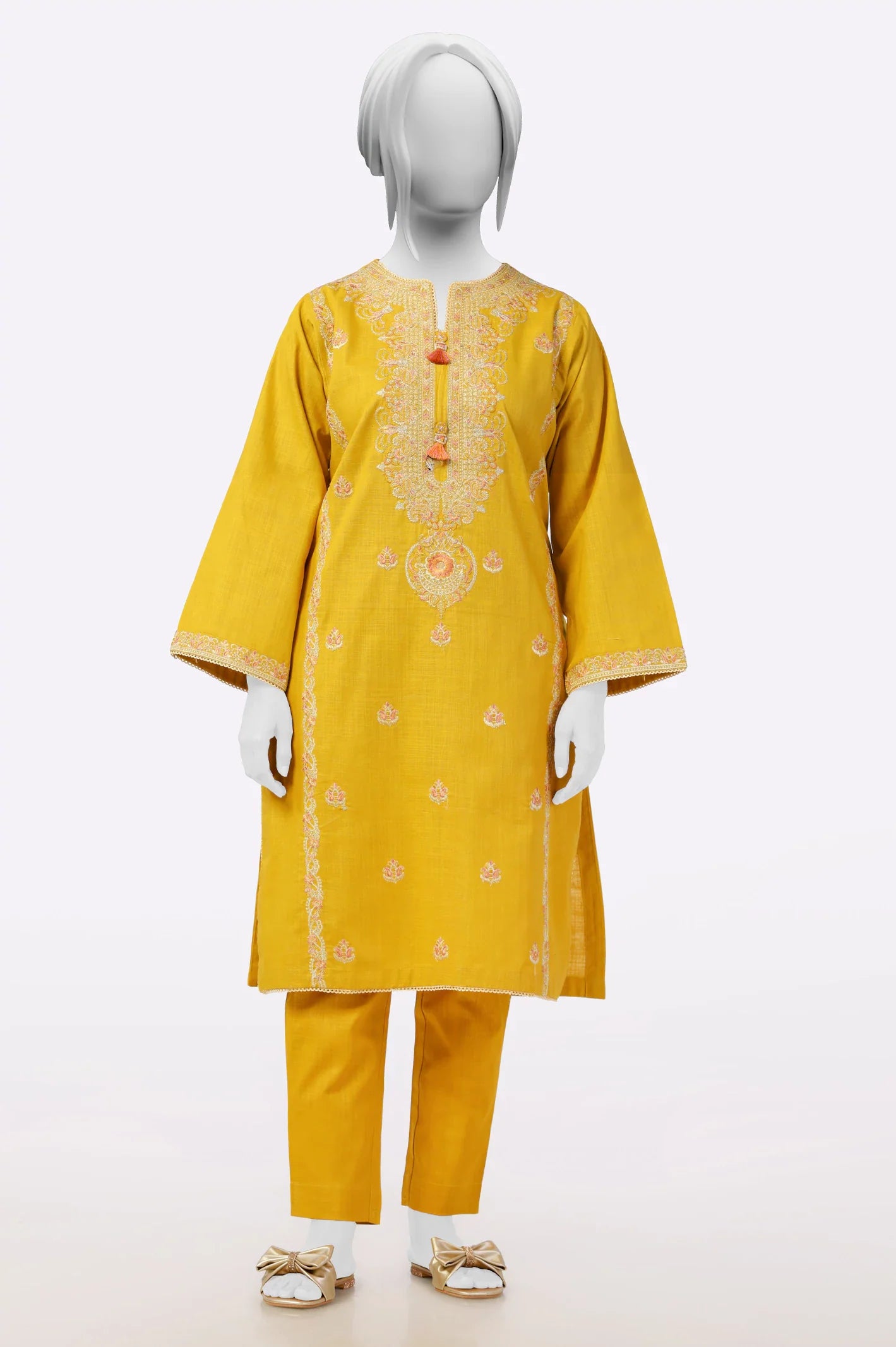 2PC Mustard Ready To Wear Embroidered Suit