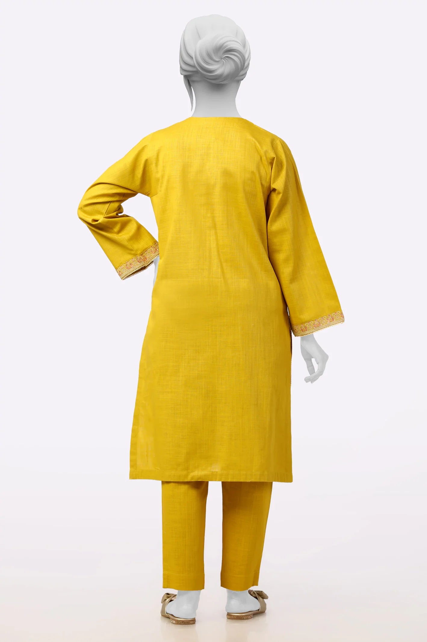 2PC Mustard Embroidered Ready To Wear Suit