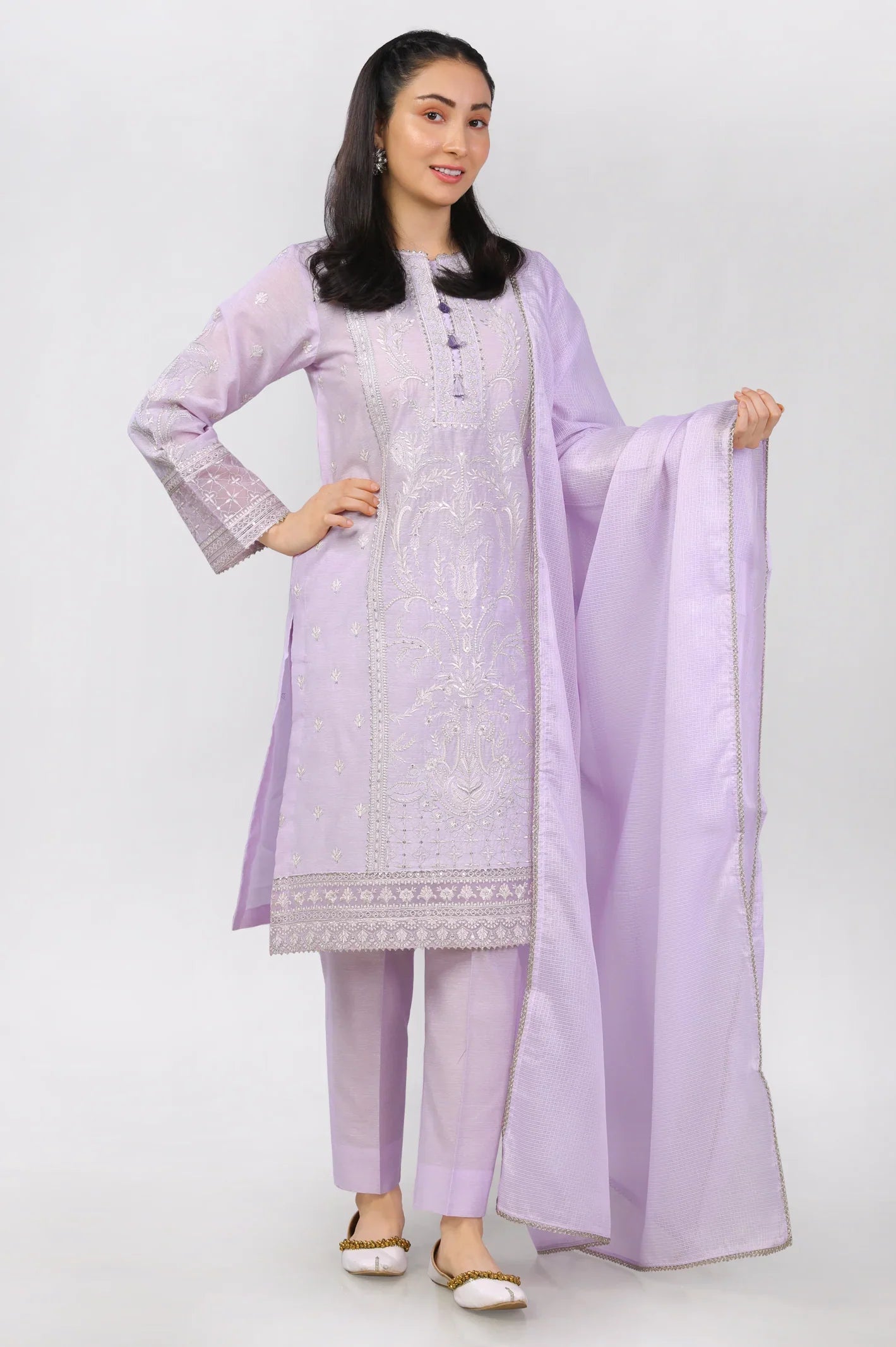 3PC Dyed Embroidered Suit - Diners