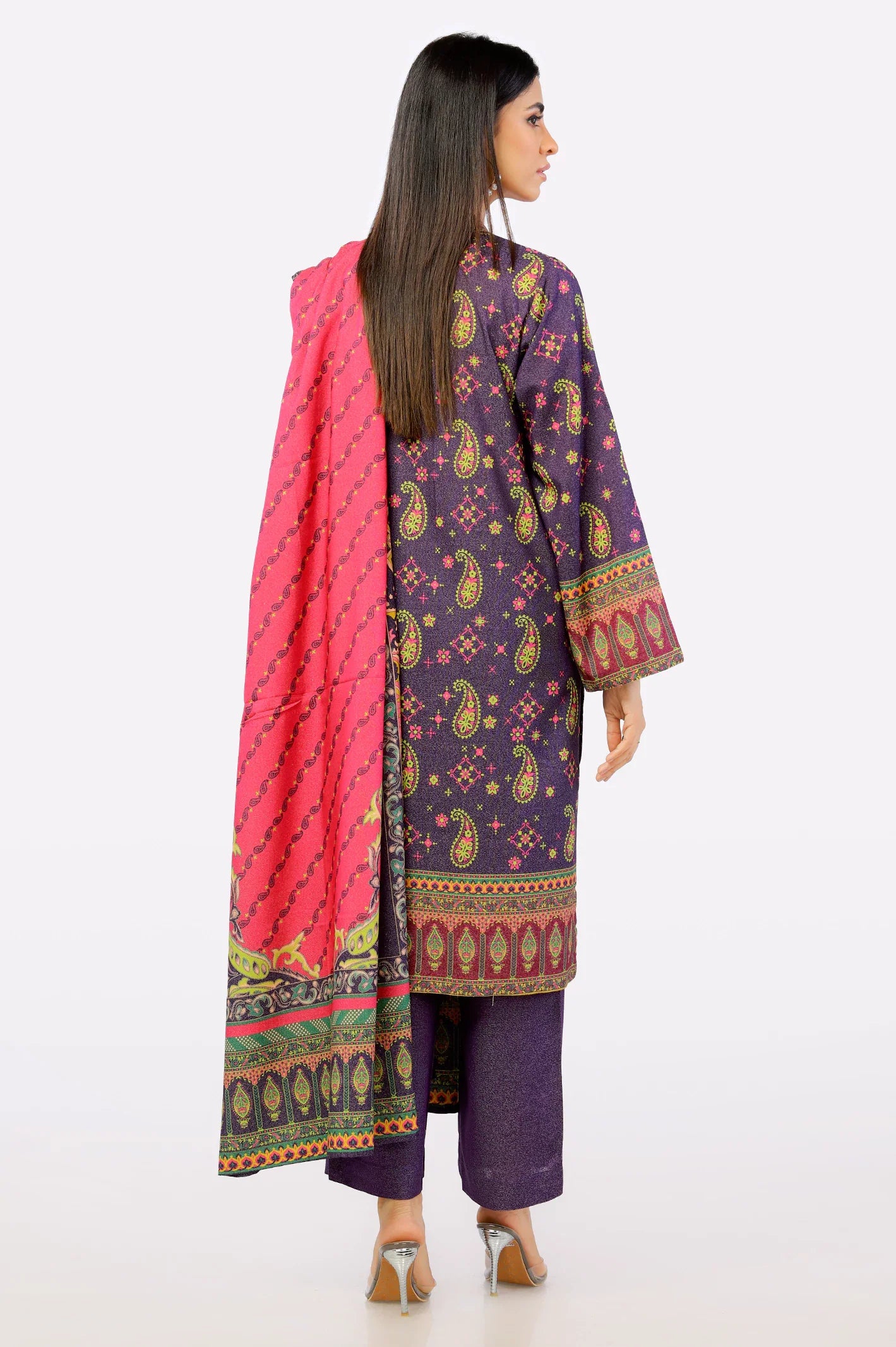 Purple Khaddar Printed 3PC Suit From Sohaye By Diners