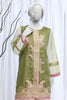 Embroidered Check Zari Green Kurti - Diners