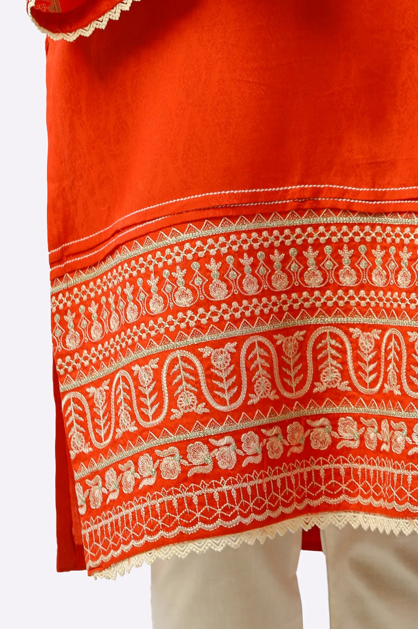 Orange Embroidered Kurti From Sohaye By Diners