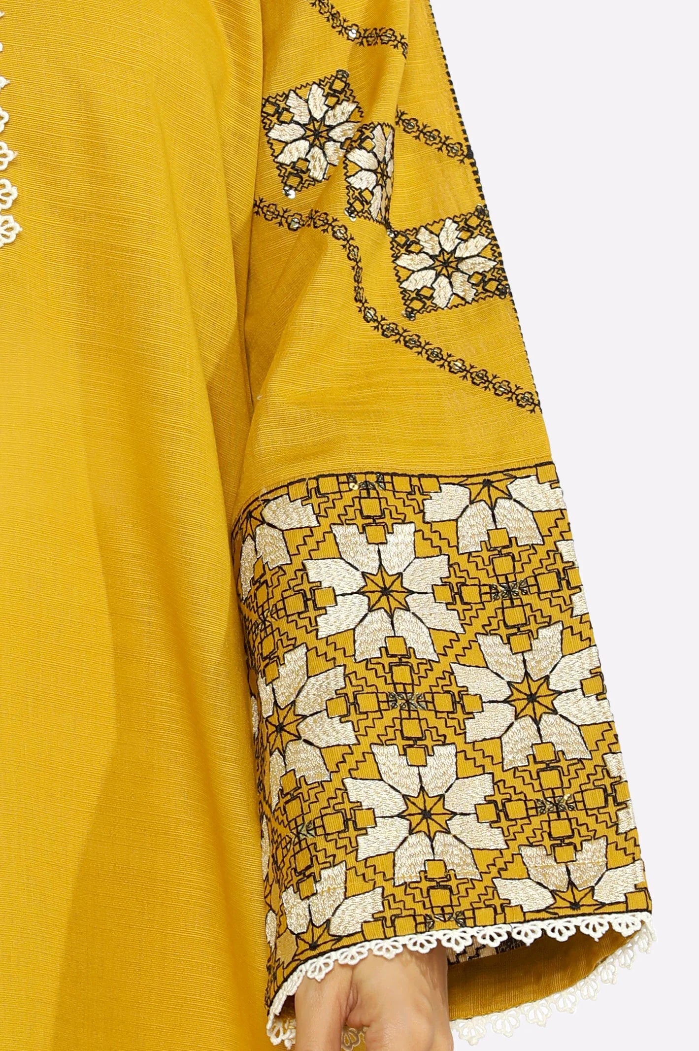 Mustard Embroidered Kurti From Sohaye By Diners