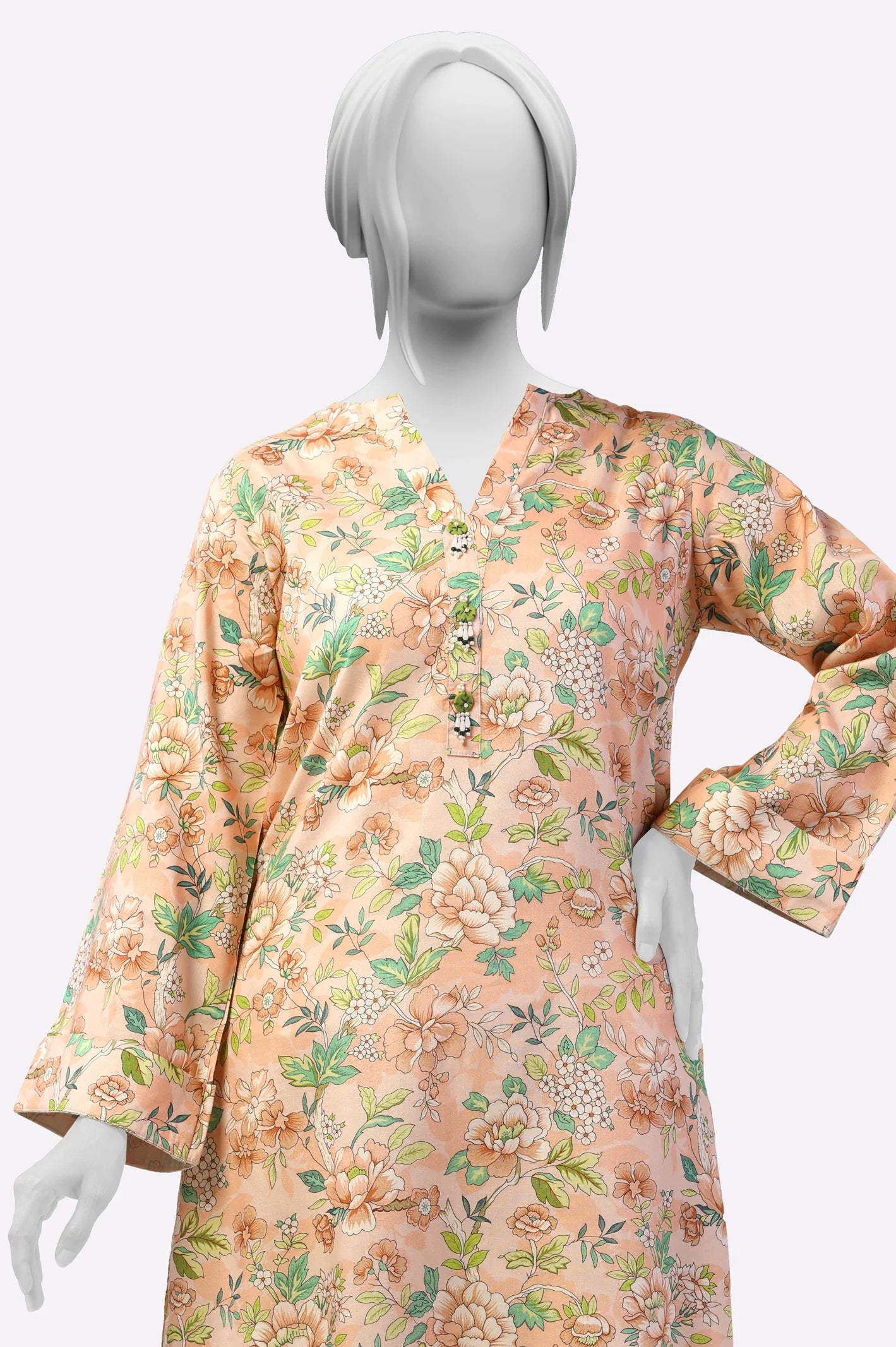 Peach Printed Kurti From Sohaye By Diners