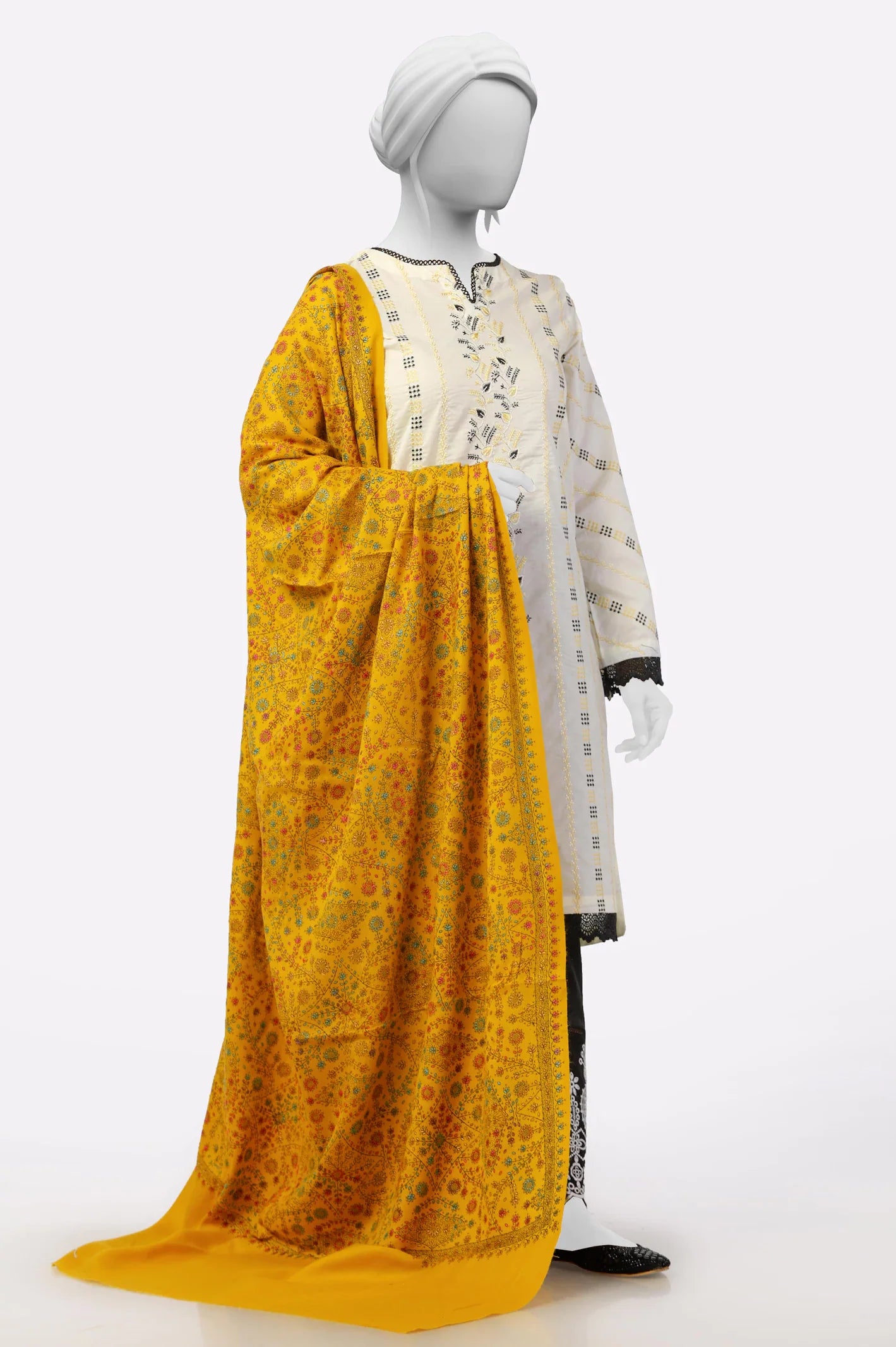 Yellow Embroidered Shawl From Sohaye By Diners