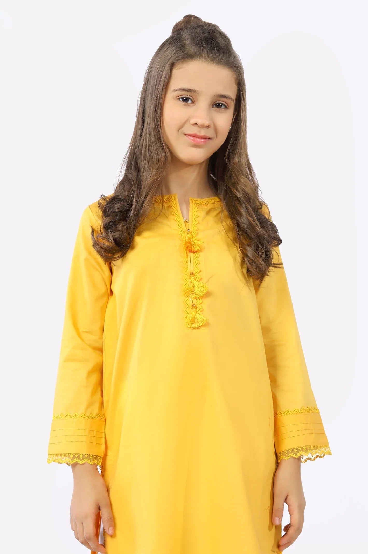 Yellow Cambric Teens Kurti From Sohaye By Diners