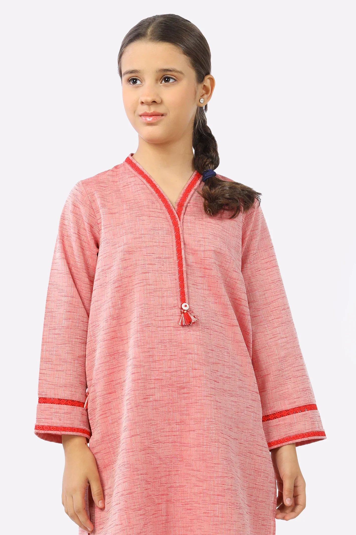 Red Dobby Printed Teens 2PC Suit From Sohaye By Diners