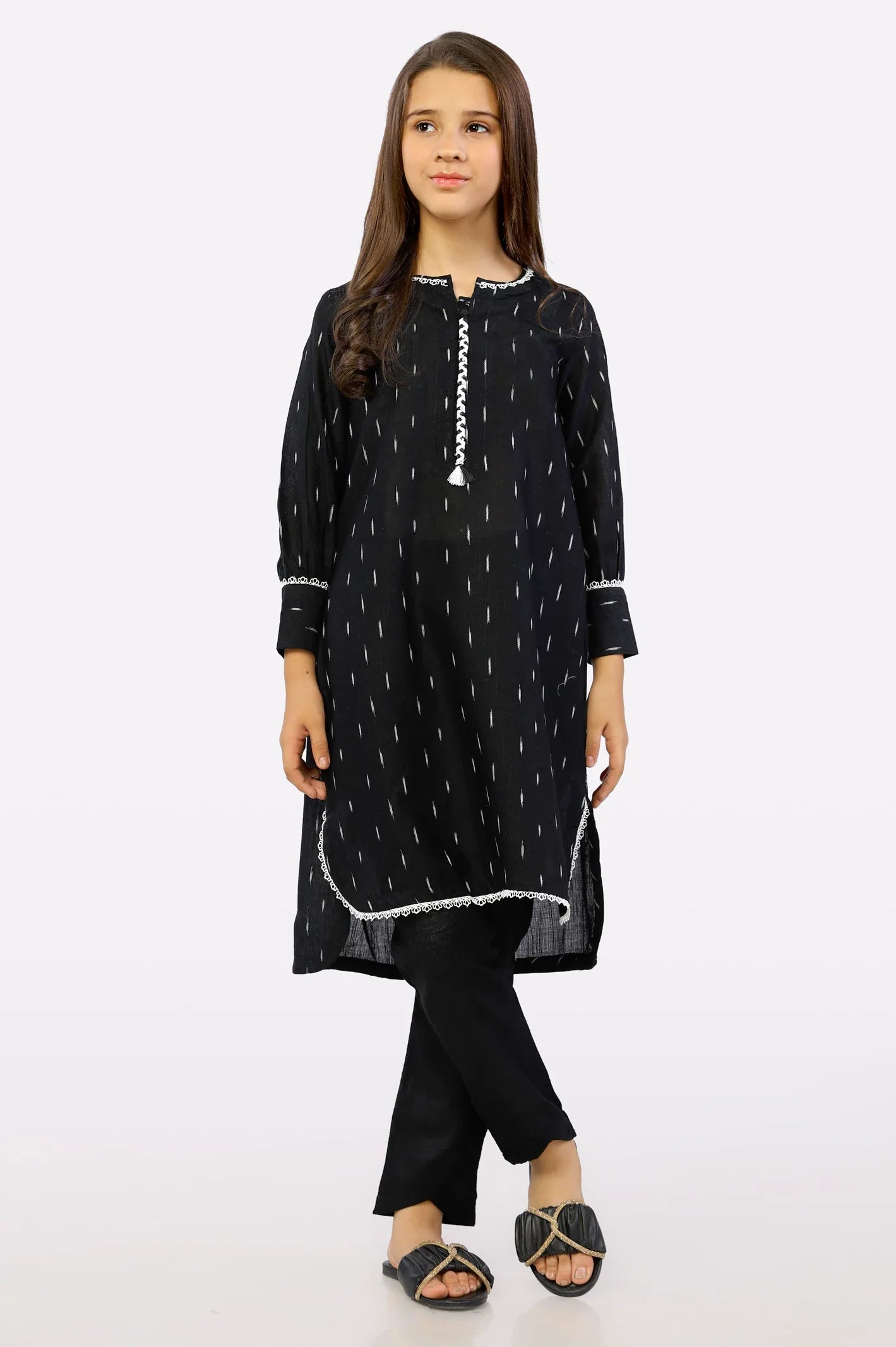 Black Crosshatch Dyed Teens 2PC Suit From Sohaye By Diners