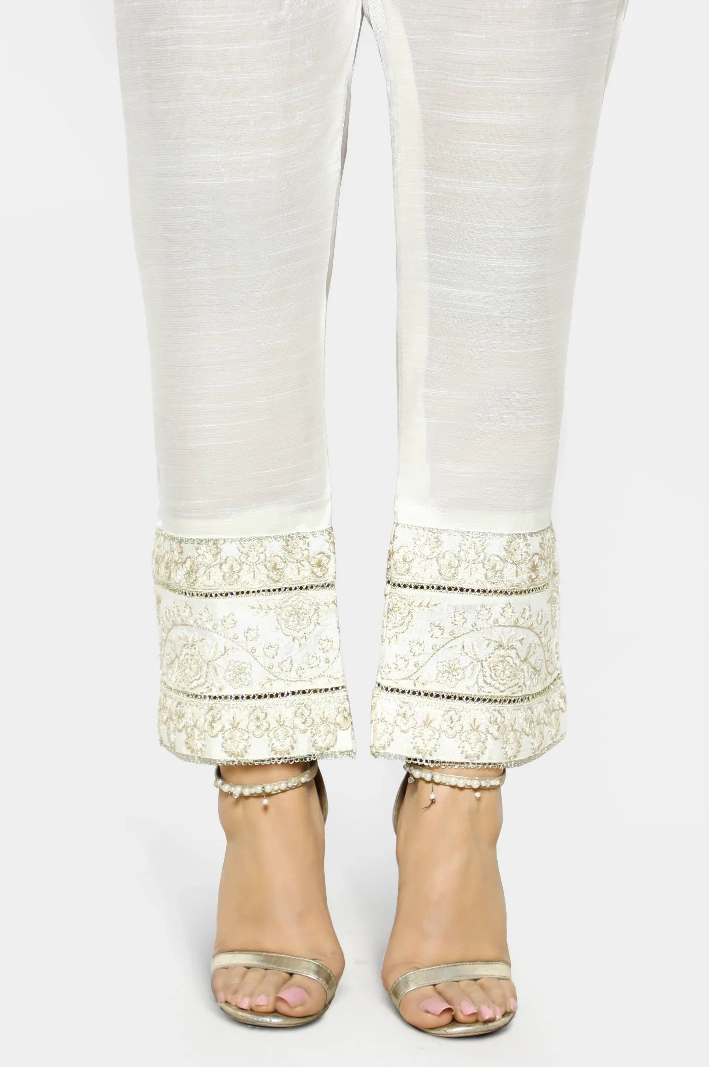 Beige Cotton Silk Trouser From Sohaye By Diners