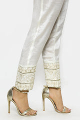 Beige Cotton Silk Trouser From Sohaye By Diners