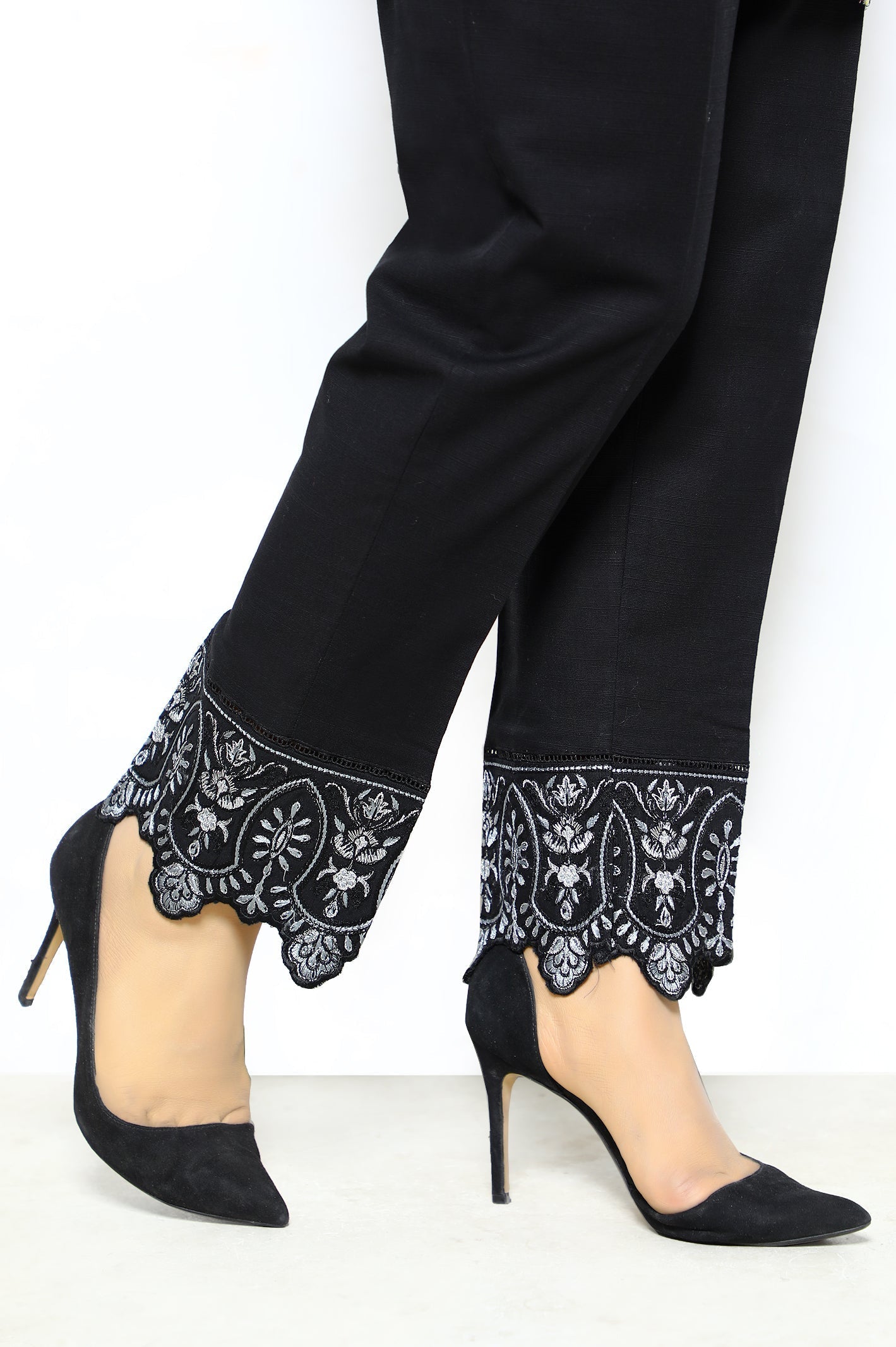 Black Khaddar Trouser From Sohaye By Diners