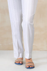 White Cambric Trouser with Black Stripes