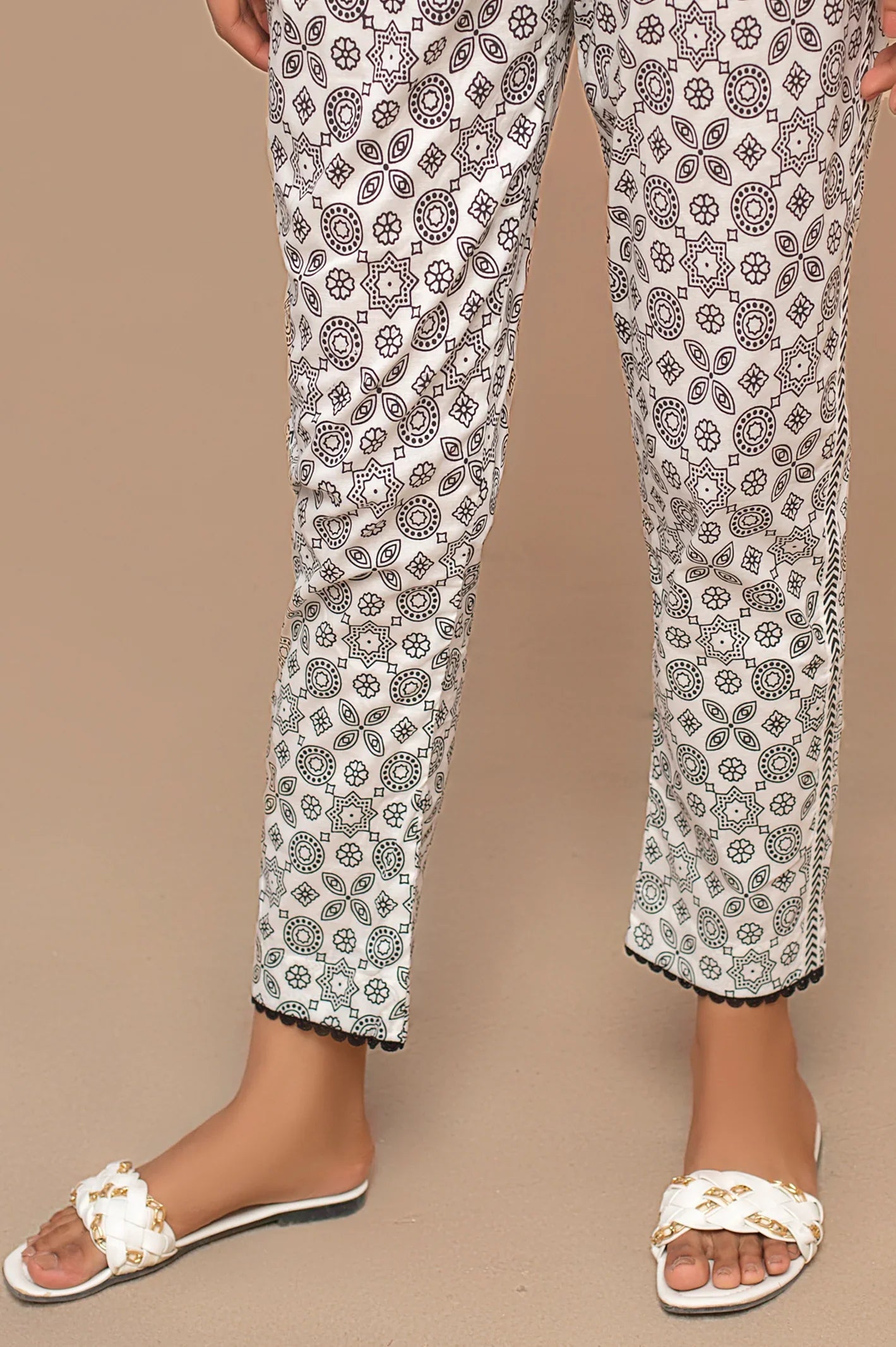 Beige Printed Trouser From Sohaye By Diners
