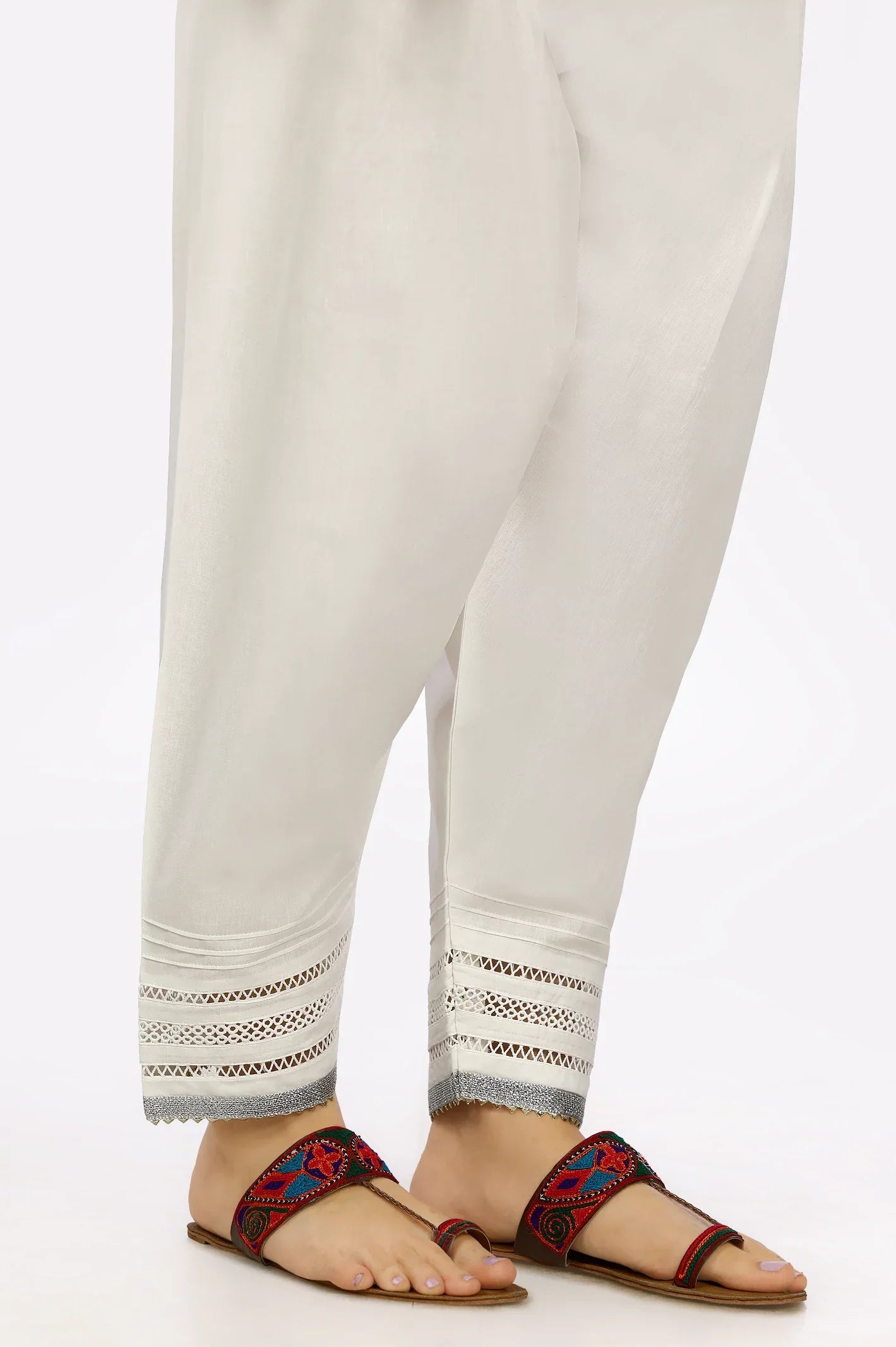 White Cambric Trouser From Sohaye By Diners