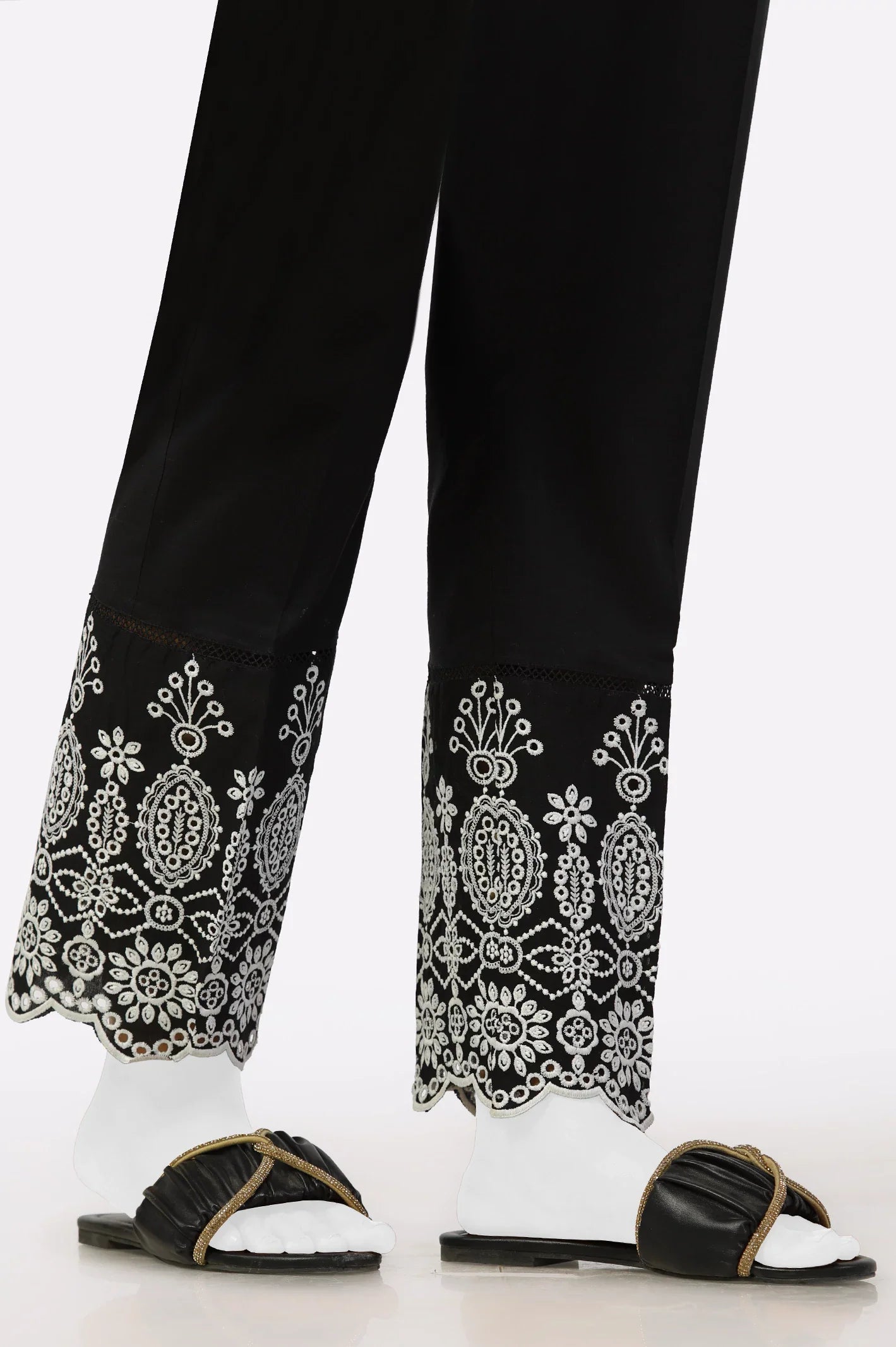 Black Embroidered Trouser From Sohaye By Diners