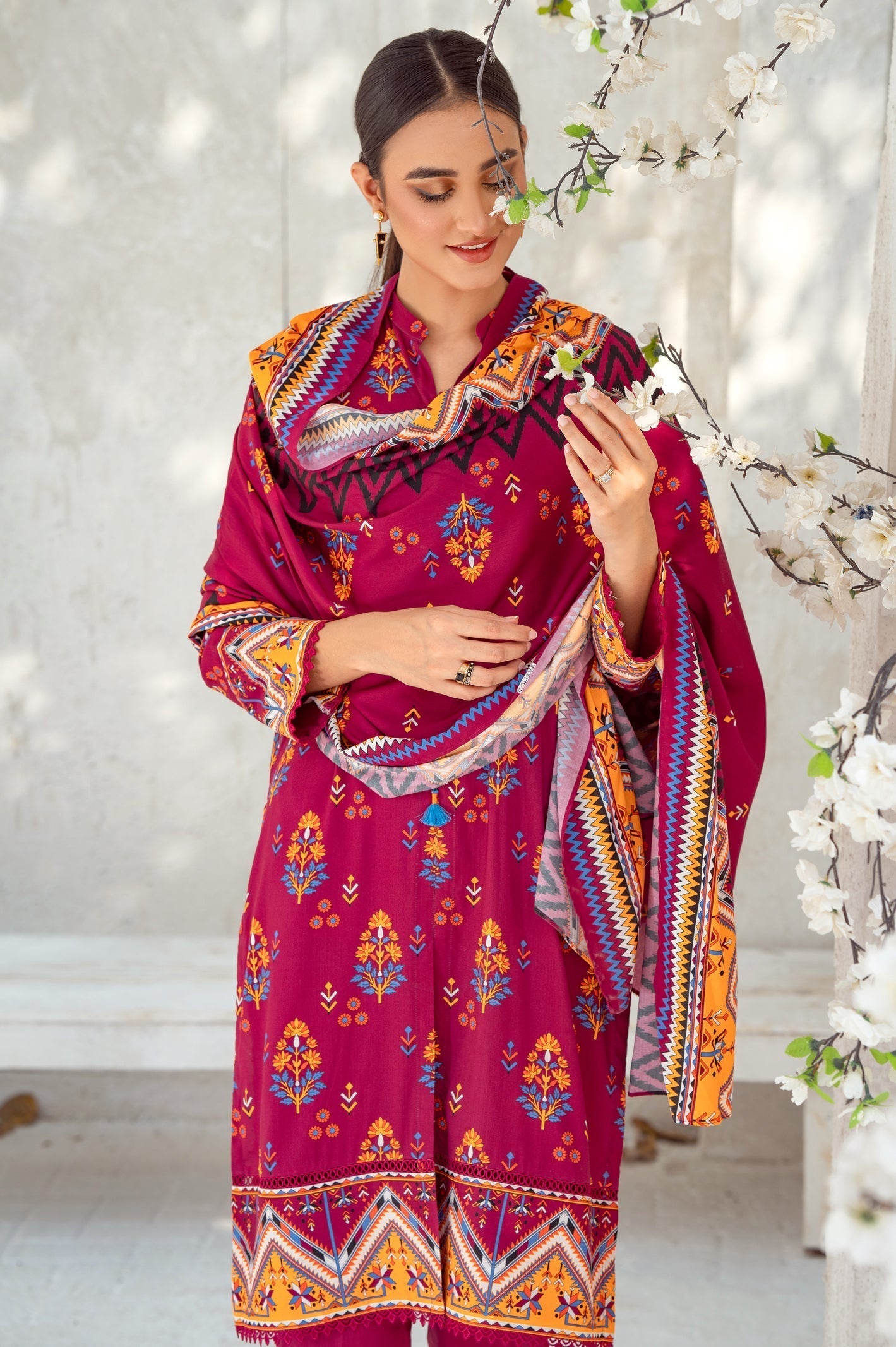 3PC Unstitched Viscose Printed Suit From Sohaye By Diners