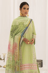 Green Cambric 3PC Unstitched Embroidered Printed