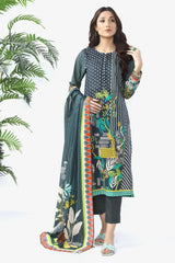 3PC Unstitched Printed Suit - Diners