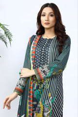 3PC Unstitched Printed Suit - Diners