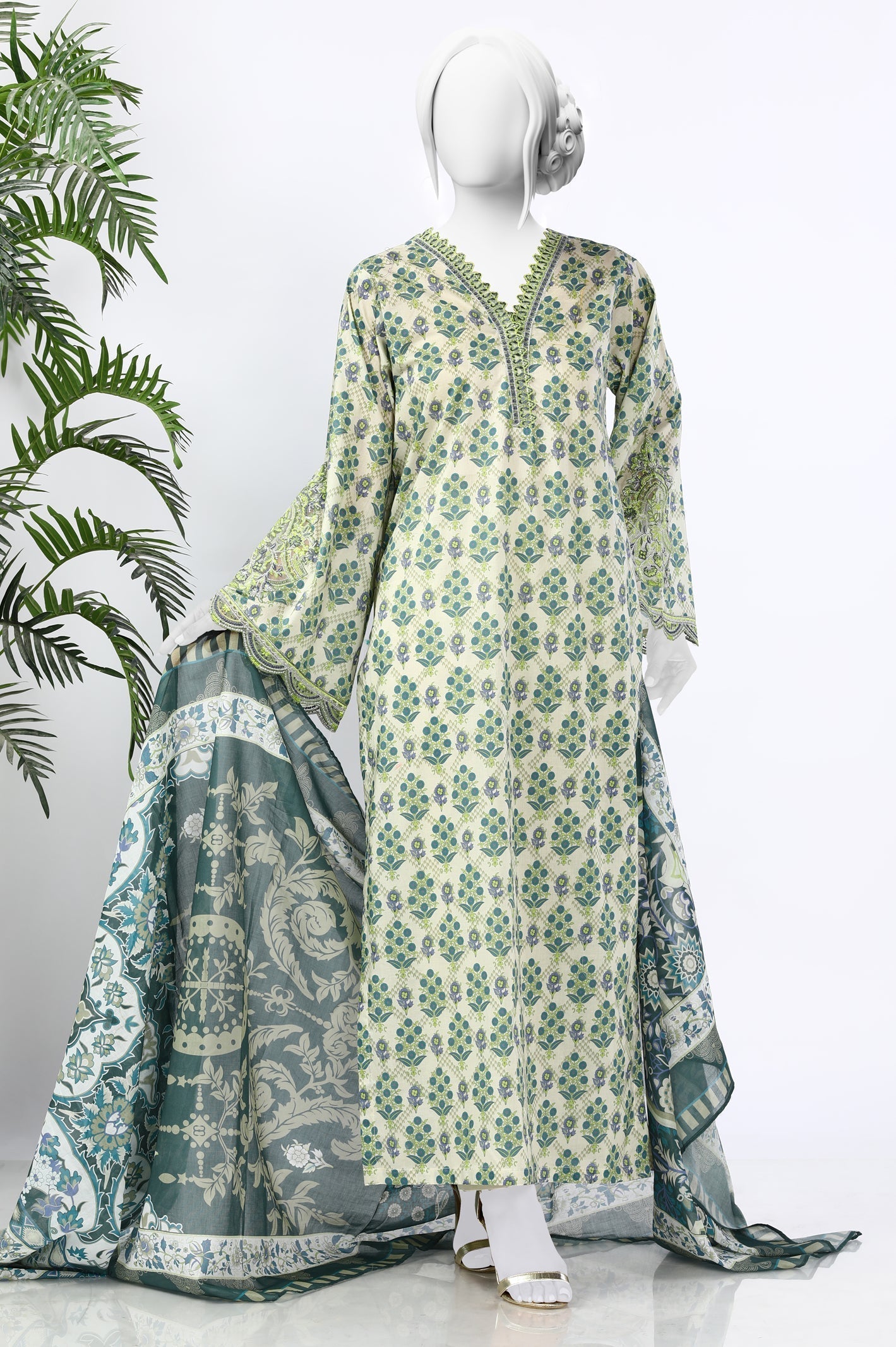 3PC Unstitched Lawn Printed Suit - Diners