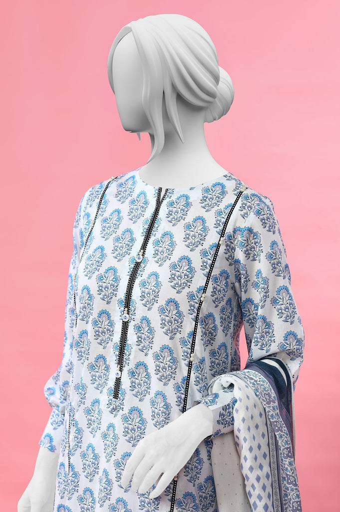3PC Unstitched Lawn Printed Suit - Diners
